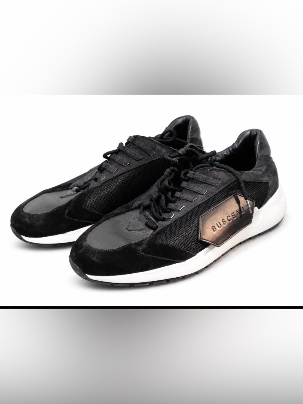 Buscemi Sneakers Mens EU 42/US 9 black White Sole Bronze Logo Low Top Lace
